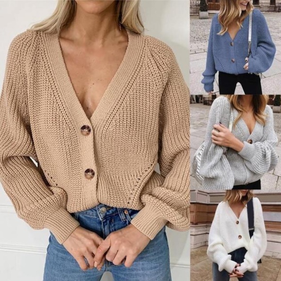 Lulus Sweaters - Lulu’s Button Up Ribbed Knit Sweater Size M